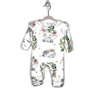 SHEIN Adorable Elephant Sweet Dreams Print Ruffle Onesie 3-6M